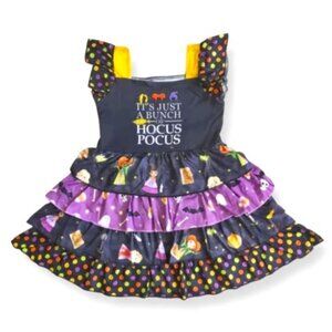 NEW Girls Boutique Hocus Pocus Dress Halloween Ruffled Stretchy Witch sz 12-18m